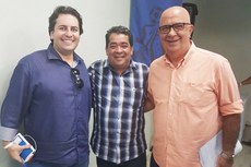 Fábio Azevedo, do Treze, Amadeu Rodrigues, da FPF, e Guilherme Carvalho, do Belo, estiveram na reunião que definiu a distribuição das cotas