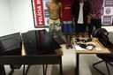 TVs, notebook e celulares que apreendidos com os suspeitos seriam produtos dos furtos