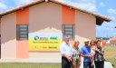 A casa recém-construída que foi entregue aos contemplados