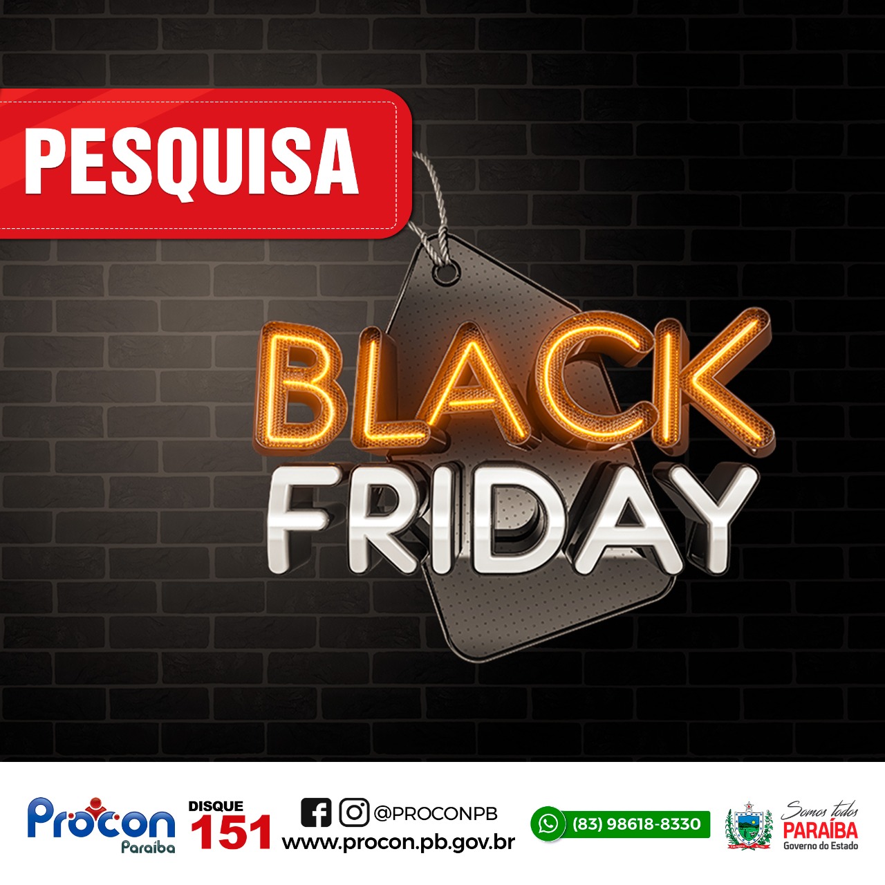 Com a aproximação da Black Friday, Procon Paraíba realiza pesquisa e constata variação de 72,14% no preço de um mesmo produto