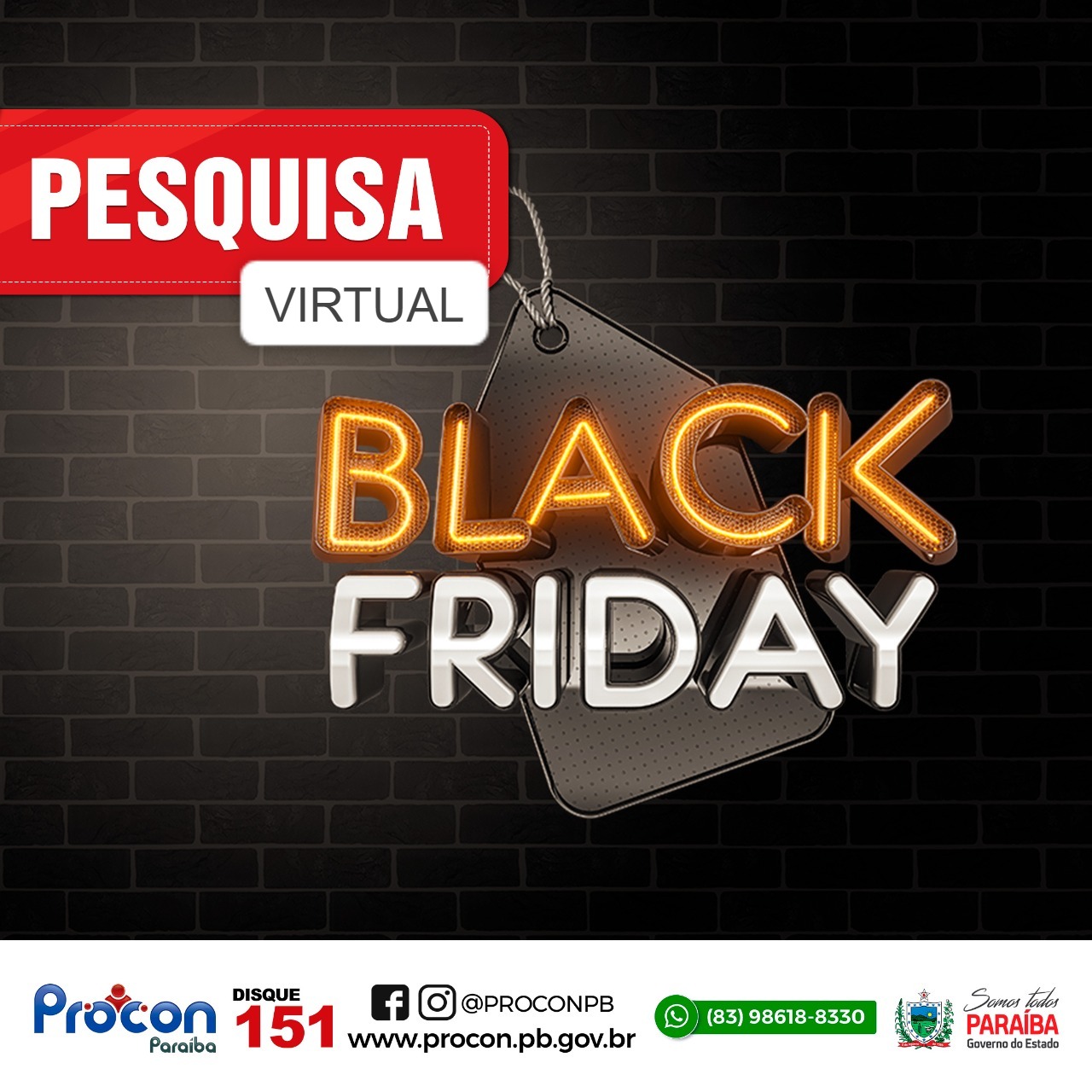 Na véspera da Black Friday, Procon Paraíba realiza análise comparativa das pesquisas realizadas entre os meses de agosto e novembro dos itens mais procurados nessa data