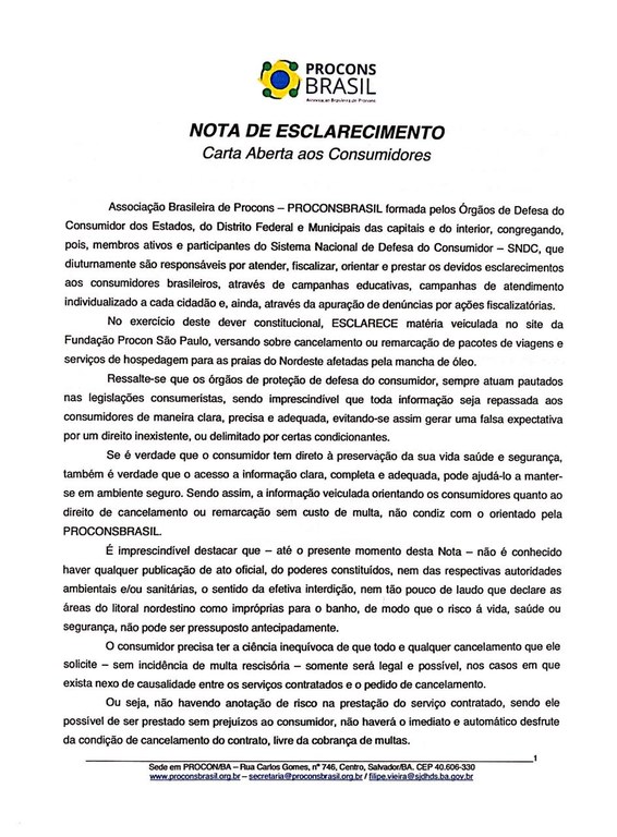 Nota esclarecendo