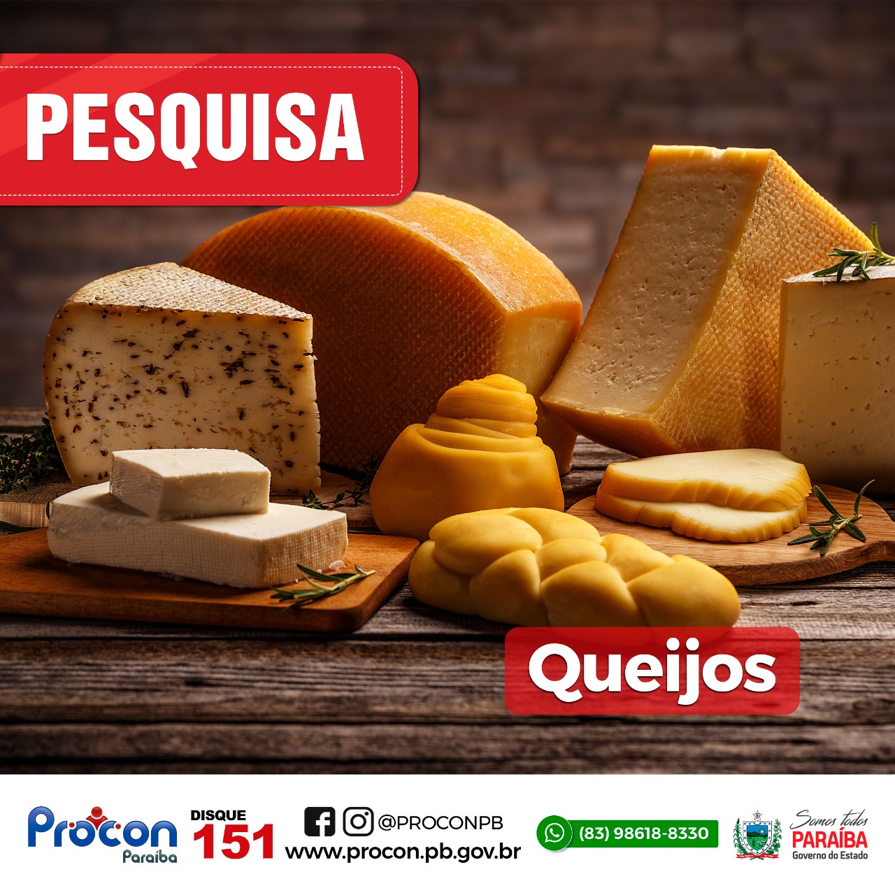 Pesquisa de queijos realizada pelo Procon-PB encontra diferença de 73,75% no preço do mesmo produto