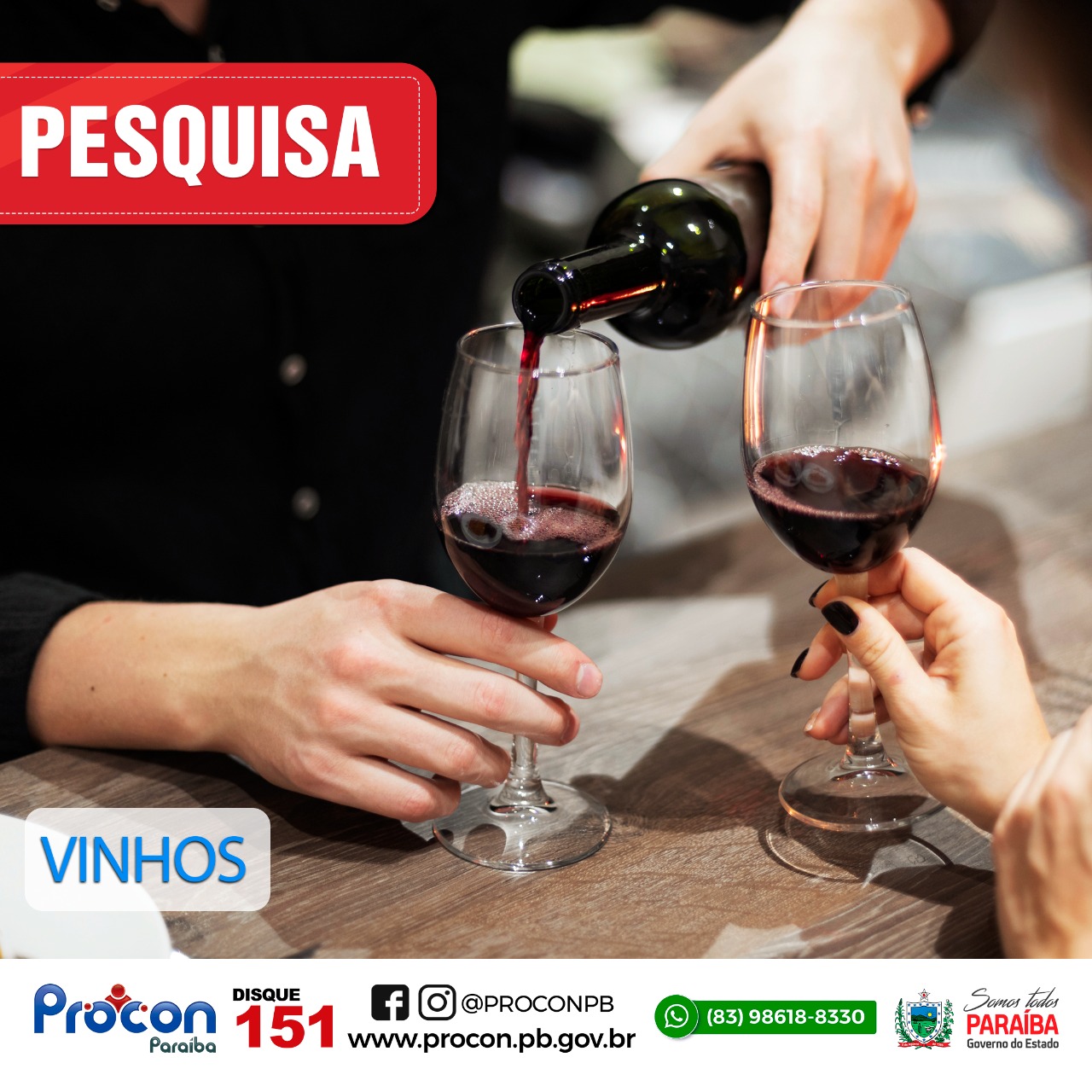 Pesquisa do Procon Estadual da Paraíba aponta economia de até R$ 28,00 nos preços dos vinhos