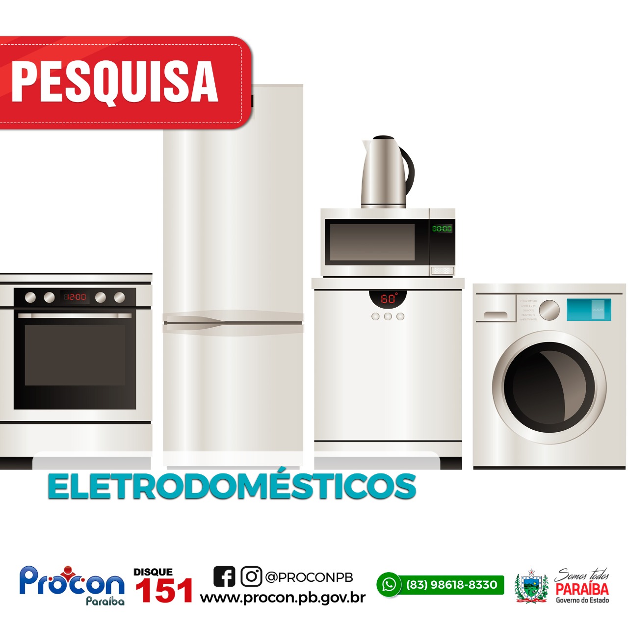 Pesquisa do Procon Estadual da Paraíba constata diferença de R$ 2.225,00 no preço da lava e seca