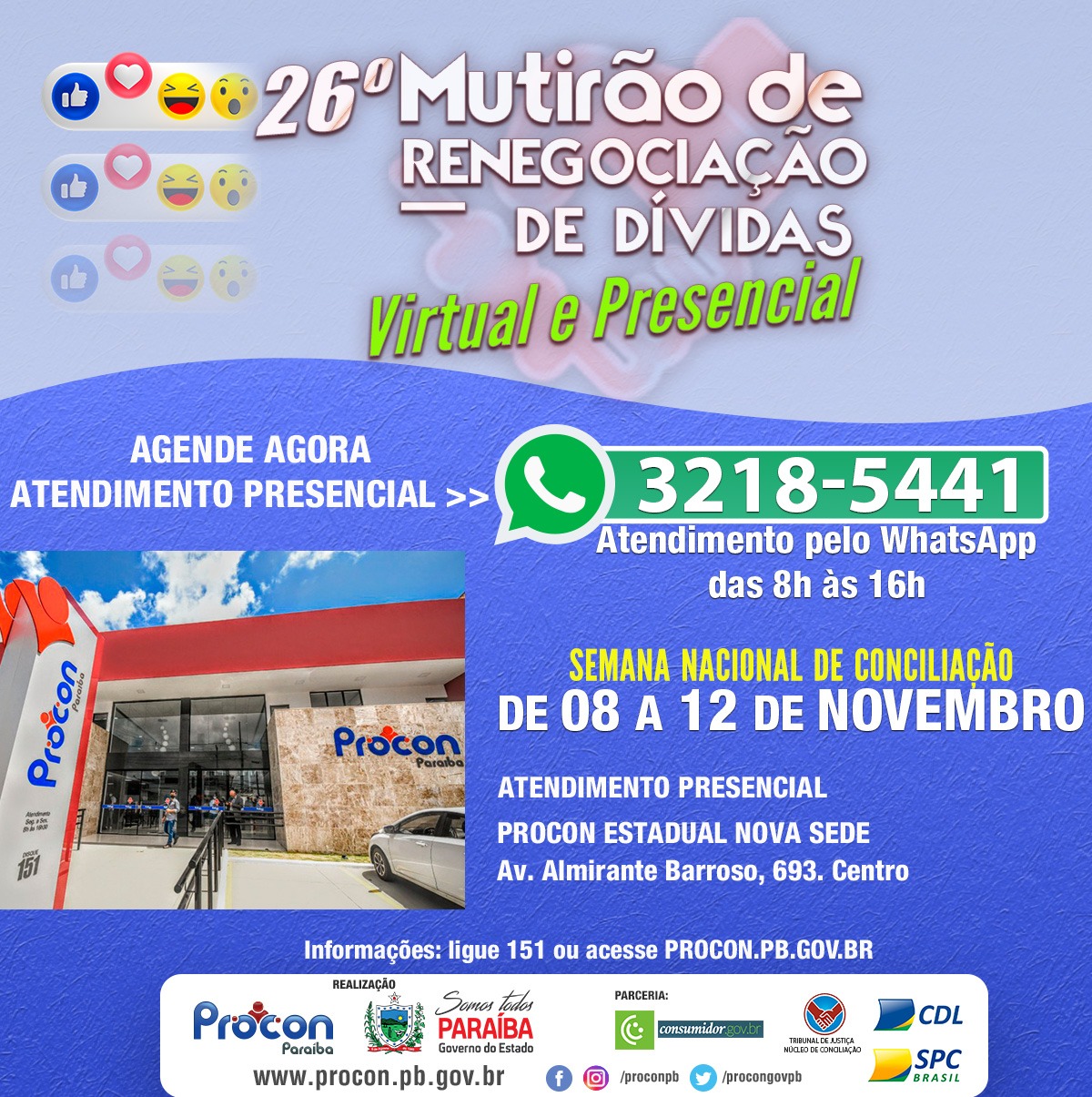 Procon-PB realiza o 26º Mutirão de Renegociação de Dívidas em João Pessoa